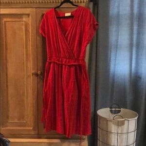 Red wrap midi dress